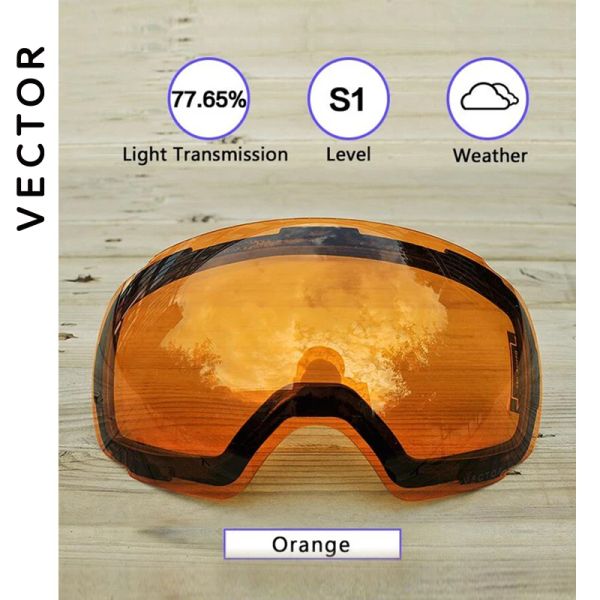 Goggles Ski Goggles Only Lens antifog uv400 Ski Goggles Lens Adsorption faible teinte légère