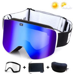 Goggles Ski Goggles avec lentille magnétique Double couche Ski Ski Antifog UV400 Snowboard Goggles Men Femmes Ski Gois de ski