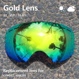 Bril zonnige bewolkte lens voor ski -bril gog201 antifog uv400 grote sferische skiglazen sneeuwbril bril brilenlenzen (alleen lens)