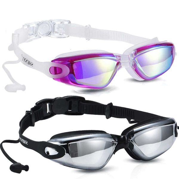 lunettes de natation Lunettes de natation Lunettes de natation Anti-buée Protection UV Pas de fuite chapeau de plongée noir chapeau sous-marin pour hommes femmes nouveau Noir Violet L221028