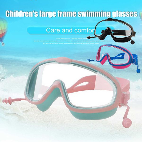 Gafas Gafas de natación Tapones para los oídos 2 en 1 Niños Máscara de buceo a prueba de agua Gafas UV Anti niebla Piscina ajustable Gafas de deporte acuático P230408