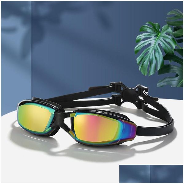 Gafas impermeables Uv Anti niebla Natación Gafas de natación Piscina profesional Buceo Agua Gafas Adt Galvanoplastia Hd Lente Gota Dhzt8