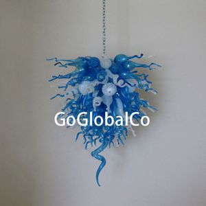 GoGlobalCo Bleu Blanc Lampes suspendues soufflé à la main en verre de Murano Lustre Éclairage Hôtel de luxe Villa Décorations Luminaires d'intérieur