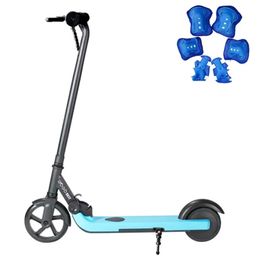 GOGOBEST V1 Scooter de niños plegables eléctricos de 150W 21.6V 2AH Batería máx. Velocidad 4 ~ 6 km/h para deportes al aire libre para niños con rodillas y protectores de codos gratis - azul