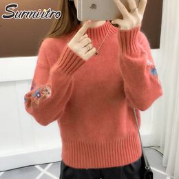 Gogoyouth Sweater Dames Turtleneck voor Winter 2018 Herfst Tricot Floral Embroidery Jumper en Pullover Vrouw Gebreide Pull Femme S18100902