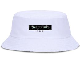 Gojo satoru jujustu kaisen preto impressão backet chapéus hip hop pescador chapéu verão sol sombra ao ar livre bonés proteção solar unisex cap2008969