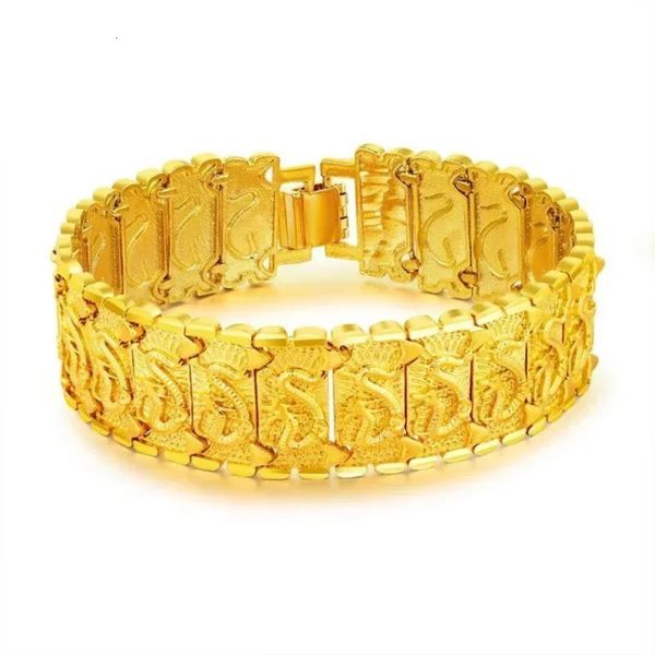 Bracelet d'or 24K pour hommes 9999 Dominering Dragon Brand AU750 Chain de surveillance polyvalente pour donner des bijoux à des amis et gagner de l'argent 240419