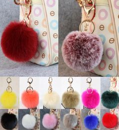 Gold 8cm Rabbit Fur Ball Keynchain Y Keychain Fur Pom Pom Llaveros Portachiavi Porte Clef Key Ring Chain Chain pour Bag4172379