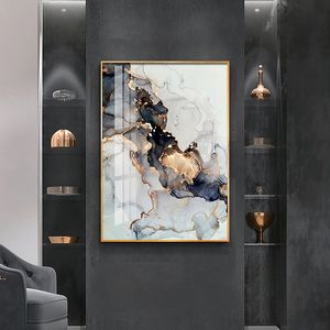 Affiches en toile en marbre or et noir