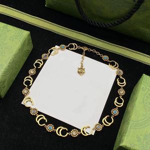 Collier de chaîne de tournesol en pierres précieuses en or et en argent, colliers de créateurs de marque spécialement conçus pour les femmes Designer personnalisé J246y