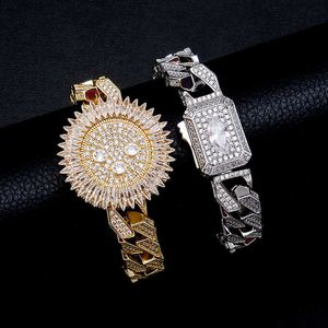 Or Australie bijoux montre style ressort boucle Miami Cuba chaîne pleine de zircon hip hop punk personnalisé Bracelet 231015