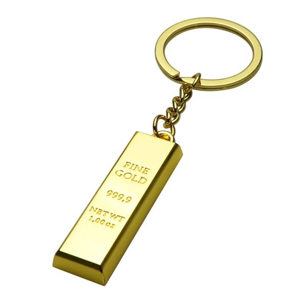 Porte-clés barre d'or pendentif porte-clés en métal porte-clés de voiture porte-clés créatif cadeau de noël LL