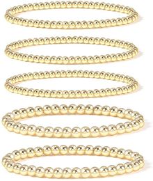 Gouden kralenarmband voor dames 14K vergulde kralenbalarmband Rekbaar elastisch hypoallergeen Boheemse stapelbare armband