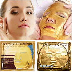 Gouden bio-collageen gezichtsmasker Anti-aging anti-rimpel hydraterende hydraterende verstevigende whitening gezichtsmasker Peeling 60g / pcs DHL gratis