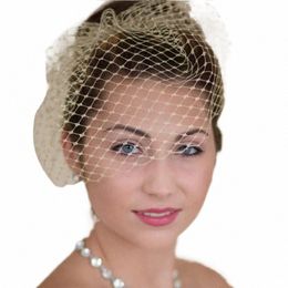 Veaux de mariage en or d'oiseau pour femmes courte tulle Clip de cheveux Blusher Face Vele Bridal avec peigne pour le thé Velo Novia N4JT #