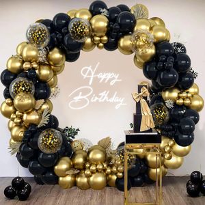 Kit de arco de guirnalda de globos dorados y negros Confeti Látex Feliz 30 40 50 años Decoración de fiesta de cumpleaños 30 aniversario 231225