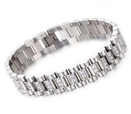 Bracelet en acier inoxydable en or en or bracelet masculin 16 mm bracele de sangle de montre bracelets pour hommes accessoires de bijoux à la main avec CZ7333971