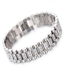 Bracelet en acier inoxydable de couleur noire d'or mâle 16MM hommes bracelet de montre bracelets bracelets pour hommes accessoires de bijoux à la main avec CZ7821856
