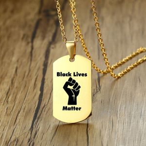 Goud Black Lives Matter Ketting Protest Zwart Militaire Merk Damesmode Hip Hop Sieraden Mens Roestvrij staal Hanger Kettingen 16 Design