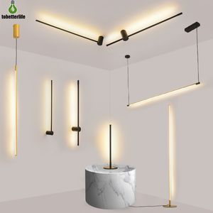 Goud zwart moderne led wandlamp spiegel licht voor woonkamer restaurant slaapkamer wandlamp 60cm 80cm 1m 1.2m 1.45m