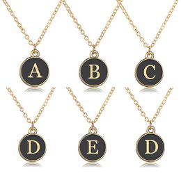 Goud Zwart Shell 26 Letter Ketting Hanger Kettingen Alfabet Roestvrijstalen Choker voor Vrouwen Meisjes