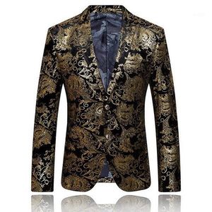 Costumes pour hommes Blazers or Blazer hommes Floral décontracté mince 2021 arrivée mode fête simple boutonnage costume veste grande taille M-6XL XF061