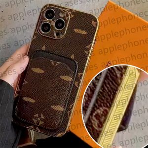 Gouden rand telefoonhoesje met kaarthouder voor Apple iPhone 14 Pro Max 13 Pro Max 12 11 Pro XSMax XR 14Plus Designer iPhone-hoesje Luxe merk mobiele hoes