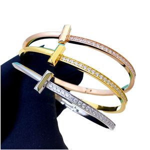 Gouden armband designer sieraden voor vrouwen diamanten armband briljante diamanten roestvrijstalen sieraden zilveren roségouden niet-allergische en niet-vervagende merk herenarmband