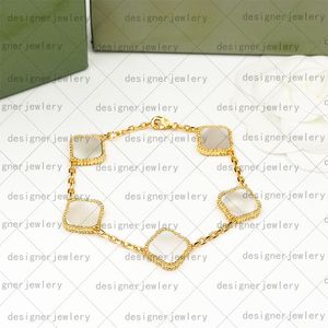 Pulsera de oro para mujer, cadena de trébol de cuatro hojas, collar, pendiente, joyería de diseñador, brazalete de amor, amuleto de moda, fiesta mexicana, flores blancas, pulsera de trébol de ónix para mujer