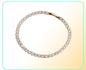 Bracelet d'or Man Iced Out Tennis Bracelet Chaîne AAA CUBIC Zirconia Silver Womens Bracelets Designer Copper White Diamond Chains B2080096