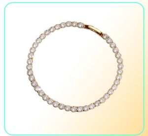 Bracelet d'or Man Iced Out Tennis Bracelet Chaîne AAA CUBIC Zirconia Silver Womens Bracelets Designer Copper White Diamond Chains B8693690