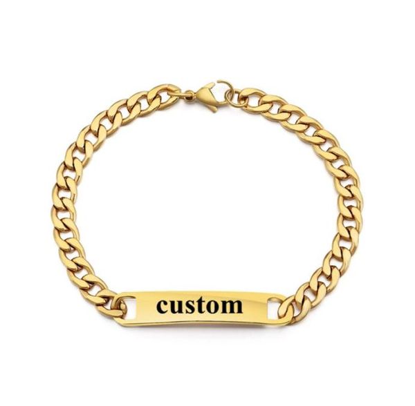 Pulsera de oro para hombres y mujeres, pulsera con nombre de acero inoxidable, letras personalizadas, regalo de cumpleaños especial Drop8100804