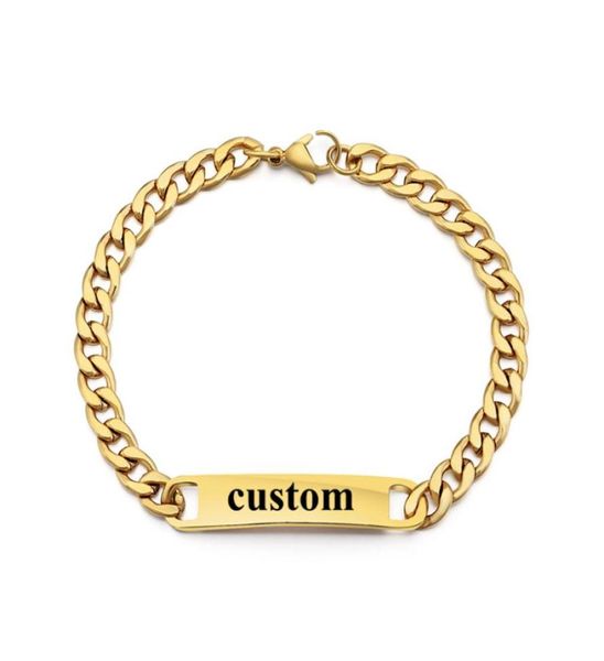 Pulsera de oro para hombres y mujeres, pulsera con nombre de acero inoxidable, letras personalizadas, regalo de cumpleaños especial Drop9263974