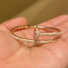 Bracelet en or pour femmes et hommes, bracelets de créateur d'ongles, diamant 18 carats, avec anneau uni, couleur Rose Simple, cadeau étoile du ciel