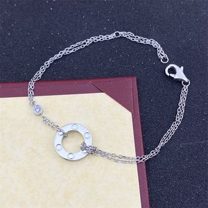 Pulsera de oro Pulseras de mujer Joyería de acero inoxidable para hombres Chapado en oro rosa Cadena de plata de 18 quilates Pulsera con dijes Mujer Diseñador Joyería Regalo de fiesta con bolsa