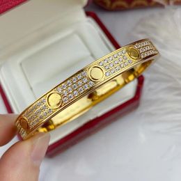 gouden armbanden dames armband goud designer diamant luxe Geavanceerde materialen sieraden breedte 7MM hidden inlay technology fade armband dames Diamanten armbanden