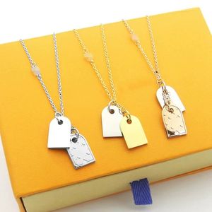 Gold Brand v Double tag Flower hanglagend ketting damesmode feestje verjaardag geschenk ontwerper sieraden