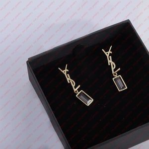 Gold Brass and Black Stone Charm Earrings for Women, Luxury Designer Wedding Bridal Gift Earrings
