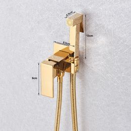 Gouden messing badkamer bidetkraan rosé goud hogedruk bidet sproeier hoge kwaliteit toiletwasser bidet wand gemonteerde kraan