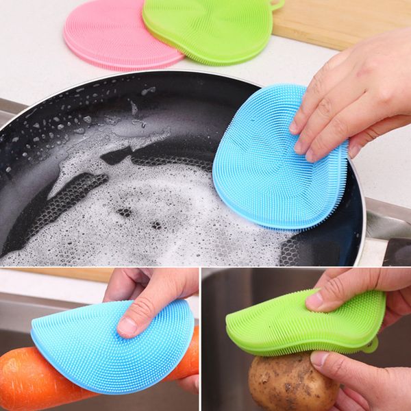 Chiffons de nettoyage magiques bol à vaisselle en Silicone, tampon à récurer, casserole, brosses de lavage faciles à nettoyer, éponges de nettoyage, outil de cuisson de la vaisselle