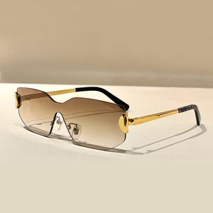 Gouden bruin gearceerde randloze zonnebril voor mannen schild zonnebril ontwerpers sonnenbrille gafas de sol uv400 bescherming brillen met doos