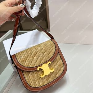 Boucle d'or Designer paille sac à bandoulière de luxe selle sacs à bandoulière été plage mode sacs à bandoulière sac à main décontracté