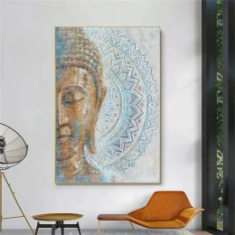 Toile de portrait de Bouddha en or peinture moderne Mandala Bouddha Art Print Affiche Mur art Picture de chambre de chambre