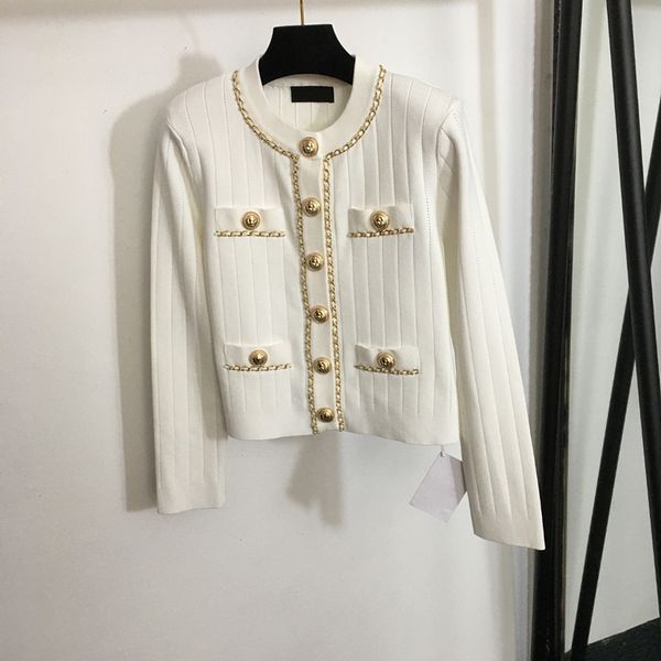 Bouton d'or Designer Chandail Manteau Chaîne Ornement Chandails Vestes De Luxe Hauts En Tricot Classique À Manches Longues Vêtements D'extérieur Pour Filles