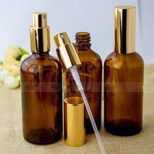 Bouteille de parfum en verre à capuchon doré bouteilles de pulvérisation rechargeables contenant cosmétique d'huile essentielle vide 5-100 ml