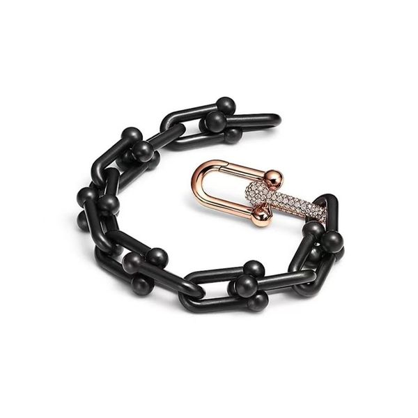 Cadena de oro brazalete pulsera cadenas de eslabones Diamantes anchos relojes de diseño negro mujeres hombres pareja diseñador de moda Fiesta de bodas Gracias315P