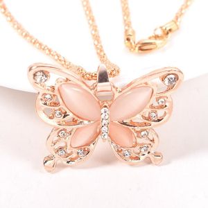 Gouden Ketting Prachtig Ketting Mode Rose Vergulde Opaal Vlinder Hanger Ketting Trui Ketting Gift Charm Vlinder Ketting DHL Fre