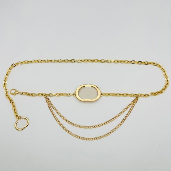 Cinturón de cadena de oro Cadenas de cintura para mujer Cinturones de diseñador de moda para mujer Faja Marca Letras grandes Cinturones de lujo Cintura pélvica de tres capas