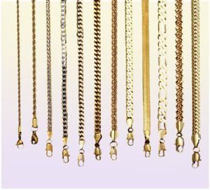 Chaîne en or pour hommes et femmes, corde Figaro de blé, chaîne à maillons cubains, colliers en acier inoxydable remplis d'or, bijoux masculins, cadeau Whole5155317