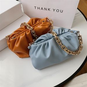 Gouden Ketting PU Lederen Cloud Tas Voor Vrouwen Zomer Okseltas Dame Schouder Handtassen Vrouwelijke Effen Kleur Reizen Hand Bag251H